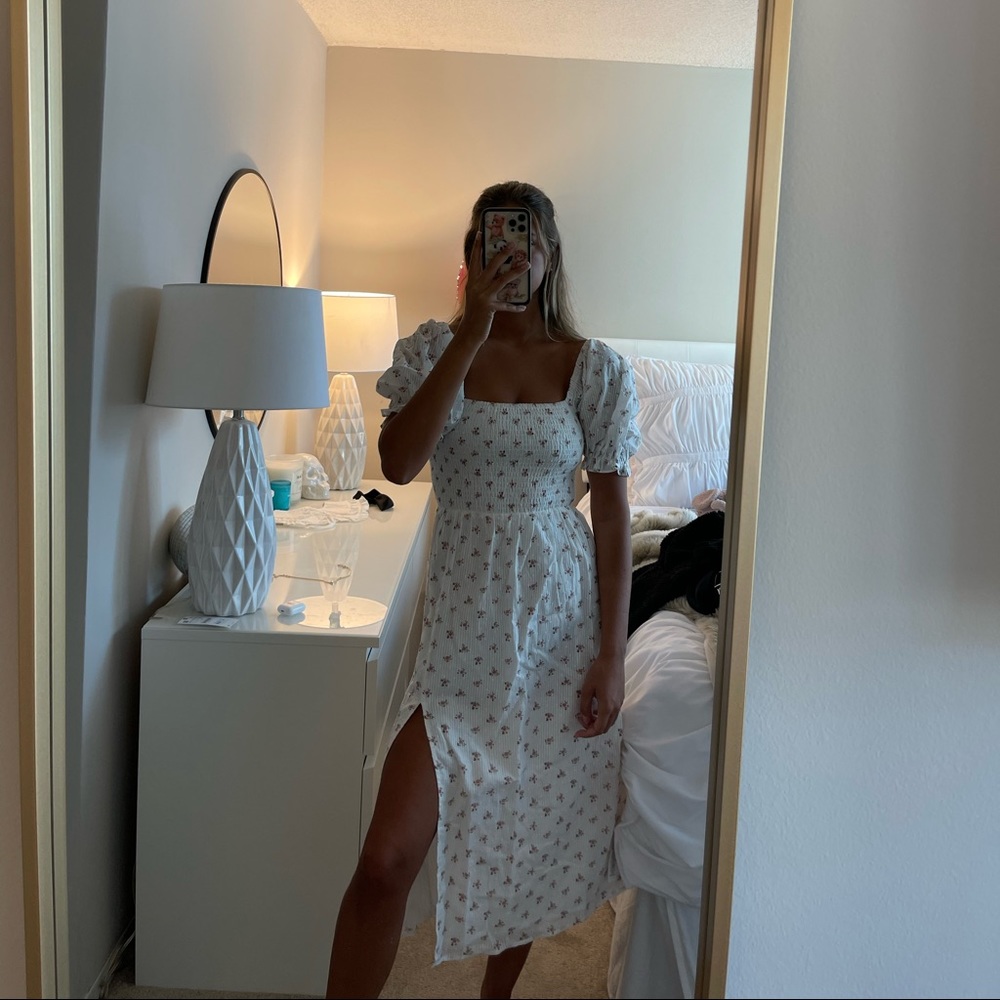 white floral maxi dress